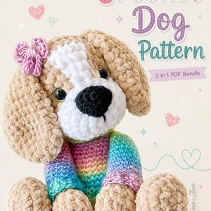 Crochet Dog Pattern, Puppy Amigurumi, Beagle Plushie, 2 in 1 Bundle PDF