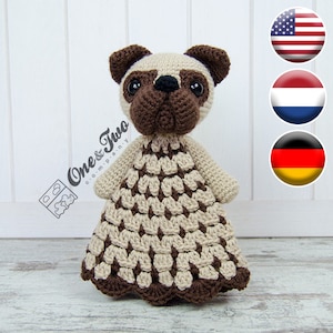 Lovey Crochet Pattern - Pug PDF Security Blanket - Tutorial Digital Download DIY - Hiro the Pug Lovey - Dou Dou - Baby Toy
