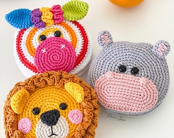 Crochet Market Bag Pattern, Safari Animals Shopping Bags Bundle, 3 in 1 PDF
