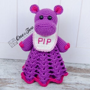 Lovey Crochet Pattern Hippo PDF Security Blanket Tutorial Digital Download DIY Pip the Hippo Lovey Dou Dou Baby Toy Snuggle Toy image 3