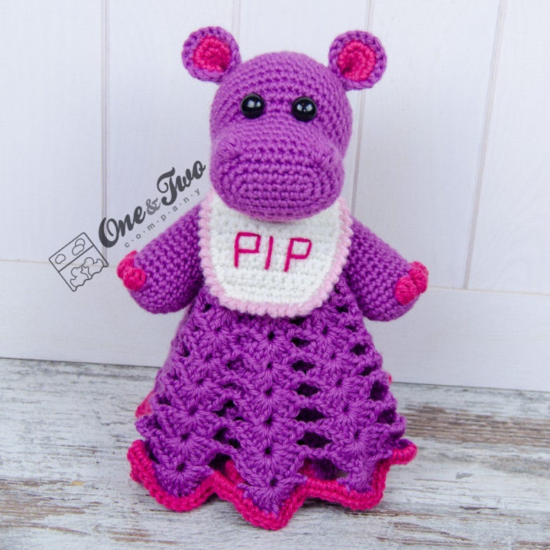 Lovey Crochet Pattern Hippo PDF Security Blanket Tutorial Digital Download DIY Pip the Hippo Lovey Dou Dou Baby Toy Snuggle Toy image 3