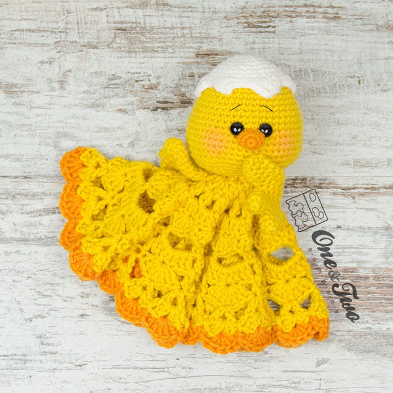 Lovey Crochet Pattern Chicken PDF Security Blanket Tutorial Digital Download DIY Coco the Little Chicken Lovey Dou Dou Baby Toy image 4