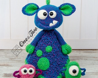 Lovey Crochet Pattern - Monters PDF Security Blanket - Tutorial Digital Download DIY -  Mel the Monster Lovey  - Dou Dou - Baby Toy