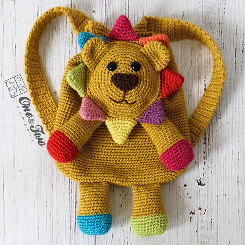 Logan the Lion Backpack PDF Crochet Pattern Instant Download Amigurumi crochet Cuddy Stuff Plush image 2