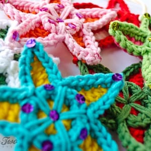 Instant Download - PDF Crochet Pattern - Multicolor star - Text instructions and SYMBOL CHART instructions