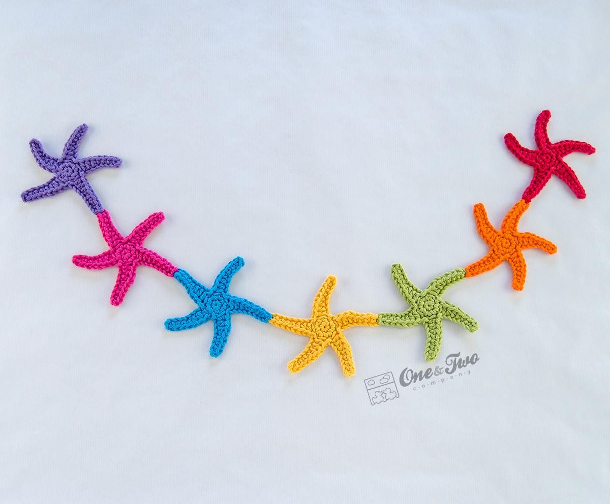 37 Starfish Crochet Patterns for Sea-Inspired Amigurumi, Plush, and Decor 11 Starfish Garland Crochet Pattern Sea Life Applique