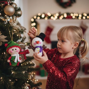 Crochet Amigurumi Pattern | Snowman Gingerbread Santa's Helper | Christmas Ornaments Home Decor | PDF Digital Download