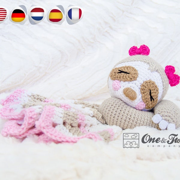 Modello all'uncinetto Lovey - Coperta di sicurezza PDF Bradipo - Tutorial Download digitale fai da te - Stella il bradipo Lovey - Dou Dou - Giocattolo per bambini