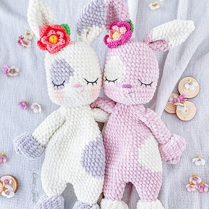 Crochet PATTERN Nibbles the Bunny Cuddler Dou Dou Soft Toy Plushie Pattern Crochet Lovey Security Blanket image 4