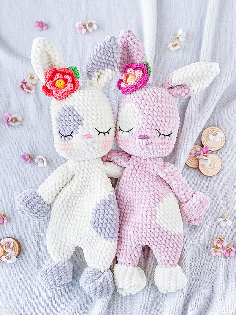 Crochet PATTERN Nibbles the Bunny Cuddler Dou Dou Soft Toy Plushie Pattern Crochet Lovey Security Blanket image 4