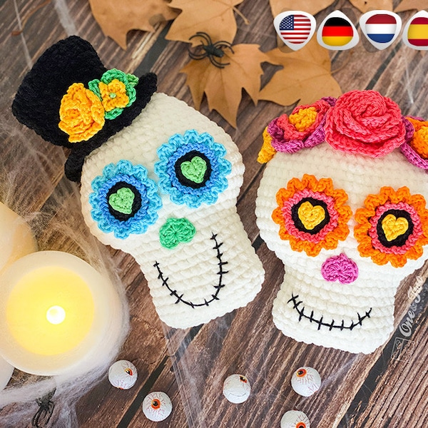 MOTIF au crochet - Amigurumi têtes de mort Catrina - Peluche - Modèle de peluche