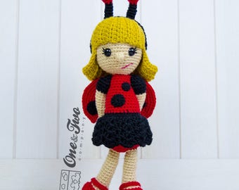 Amigurumi Pattern -  Doll Ladybug PDF Crochet Pattern - Tutorial Digital Download DIY - June the Ladybug Girl - Plush Toy - Handmade Gift