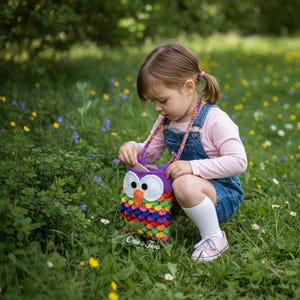 Owl Purse Crochet Pattern · Rainbow Bird Animal Bag · Colorful  DIY Crocodile Stitch · PDF Download