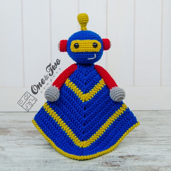 Lovey Crochet Pattern - Robot PDF Security Blanket - Tutorial Digital Download DIY - Robby the Robot Lovey - Dou Dou - Baby Toy