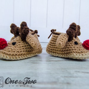 Reindeer Booties PDF Crochet Pattern Baby sizes 0-3, 3-6, 6-12 months Shoes Baby Newborn Slippers image 2