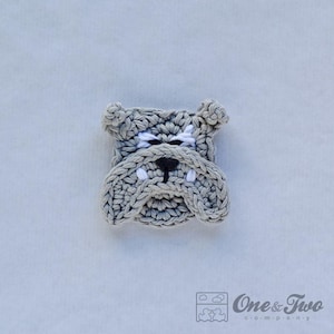 Instant Download - PDF Crochet Pattern - English Bulldog Applique - Text instructions and SYMBOL CHART instructions