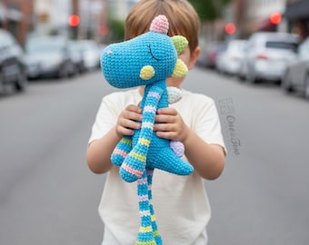 Crochet Amigurumi Pattern | Chipper the Rainbow Dino | PDF Digital Download
