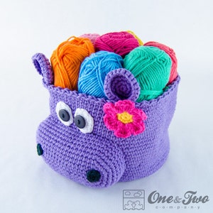 Hippo Crochet Basket PDF Crochet Pattern Instant Download Container Home Decor Basket Box animal image 3