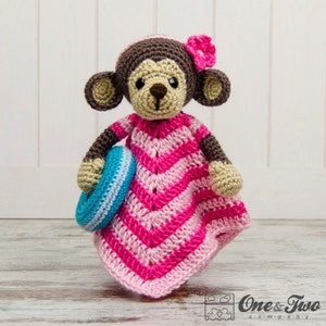 Monkey Lovey Crochet Pattern · Jungle Animal Security Blanket Amigurumi · Swimming Ape · Snuggler Cuddler · PDF