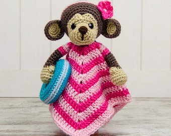 Lovey Crochet Pattern - Monkey PDF Security Blanket - Tutorial Digital Download DIY - Lily the Baby Monkey Lovey - Dou Dou - Baby Toy