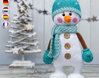 Crochet PATTERN - Sky the Happy Snowman Amigurumi - Plushie Pattern - Soft Toy