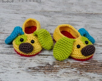 Scrappy the Happy Puppy Slippers - PDF Crochet Pattern - Toddler sizes ( US 6, 7-8, 9 ) - Shoes Toddler Booties Slippers