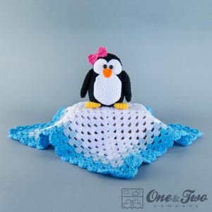Patrón de crochet Lovey - Manta de seguridad Penguin PDF - Tutorial Descarga digital DIY - Penguin Lovey - Dou Dou - Juguete para bebé - Guardería