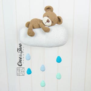 Sweet Dreams Teddy Bear Mobile PDF Crochet Pattern Instant Download Blankie Baby Blanket image 4