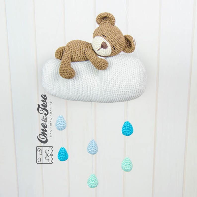 Sweet Dreams Teddy Bear Mobile PDF Crochet Pattern Instant Download Blankie Baby Blanket image 4