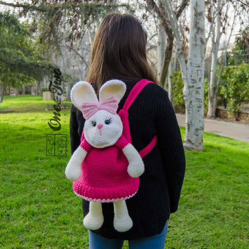 Olivia the Bunny Backpack PDF Crochet Pattern Instant Download Bag Girl Animal image 3