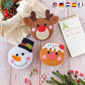 Crochet Pattern - Bag PDF Crochet Pattern - Christmas Folding Shopping Bags - Tutorial Digital Download DIY