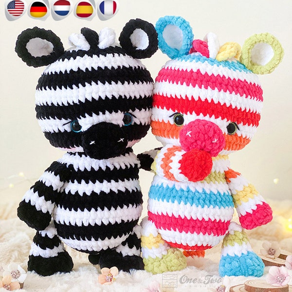 MOTIF au crochet - Amigurumi de Ziggy le zèbre - Peluche - Patron de peluche