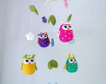 Owls Mobile Crochet Pattern · Bird Animal Amigurumi - DIY Baby Room Decor · Crib · PDF Tutorial