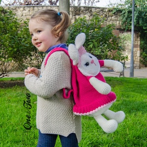 Olivia the Bunny Backpack PDF Crochet Pattern Instant Download Bag Girl Animal image 1