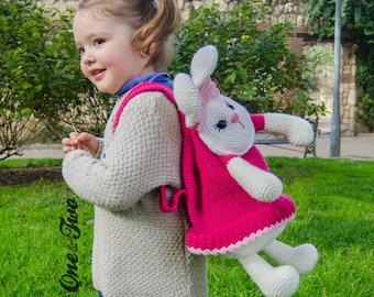 Zaino Olivia the Bunny - Modello PDF all'uncinetto - Download istantaneo - Borsa Ragazza Animale