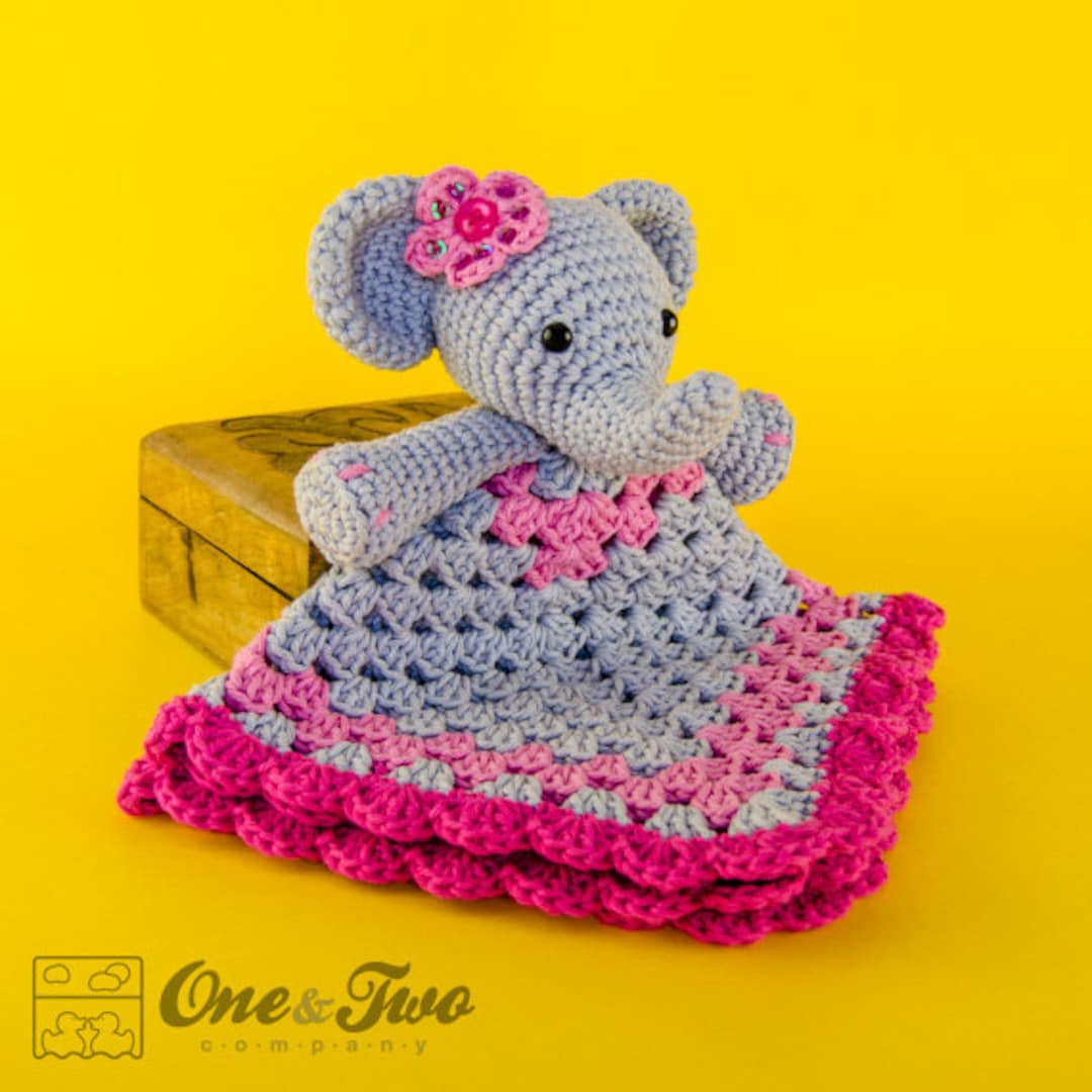 Crochet elephant lovey pattern, crochet baby security blanket Crochet  pattern by AmigurumiJoys