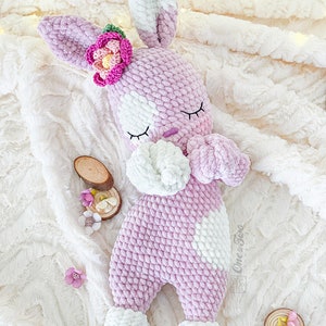 Crochet PATTERN Nibbles the Bunny Cuddler Dou Dou Soft Toy Plushie Pattern Crochet Lovey Security Blanket image 3