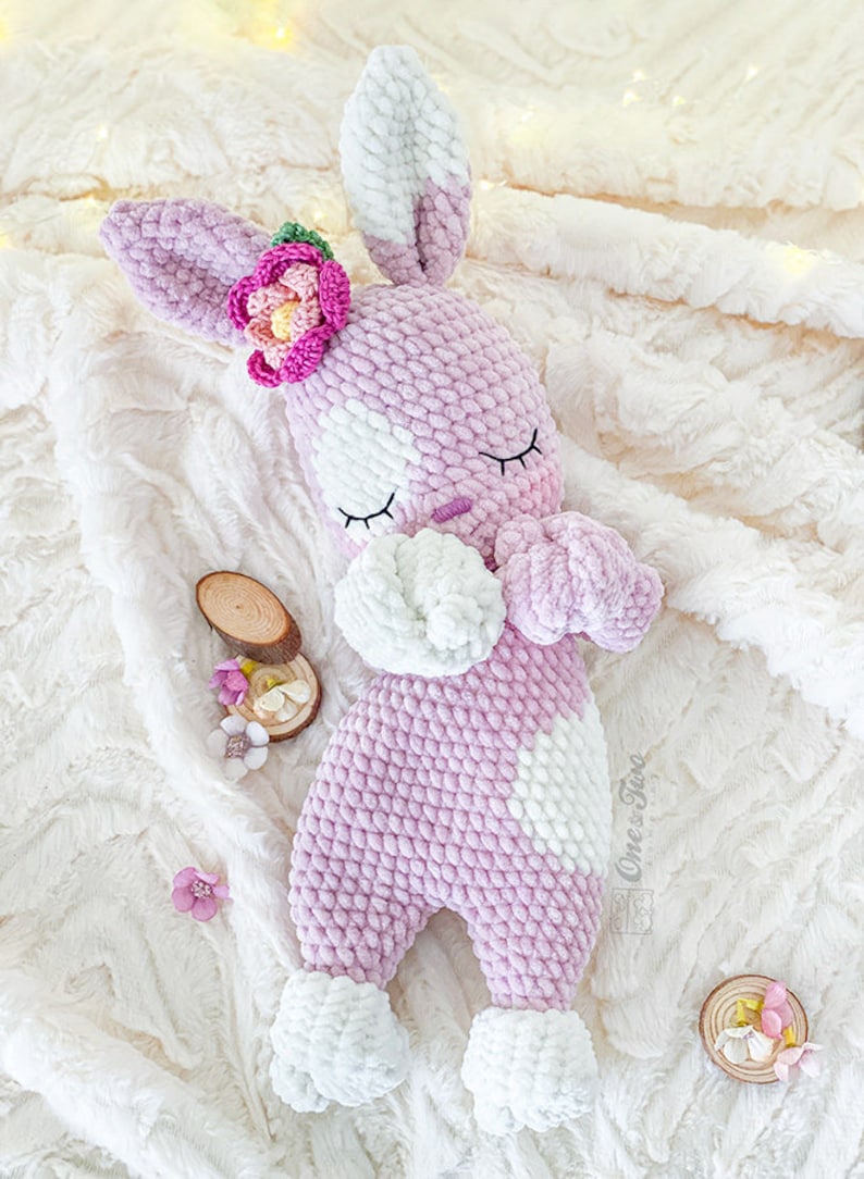 Crochet PATTERN Nibbles the Bunny Cuddler Dou Dou Soft Toy Plushie Pattern Crochet Lovey Security Blanket image 3