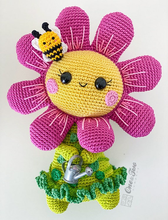 CROCHET KIT Bloom the Flower Amigurumi Pink Version One and Two Company  Design DIY Materials Supplies Yarn Toy Nursery 