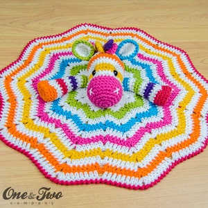 Lovey Crochet Pattern - Zebra PDF Security Blanket - Tutorial Digital Download DIY -  Rainbow Zebra Lovey  - Dou Dou - Baby Toy
