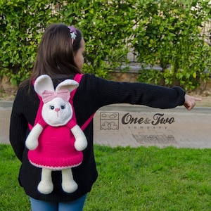Olivia the Bunny Backpack PDF Crochet Pattern Instant Download Bag Girl Animal image 2