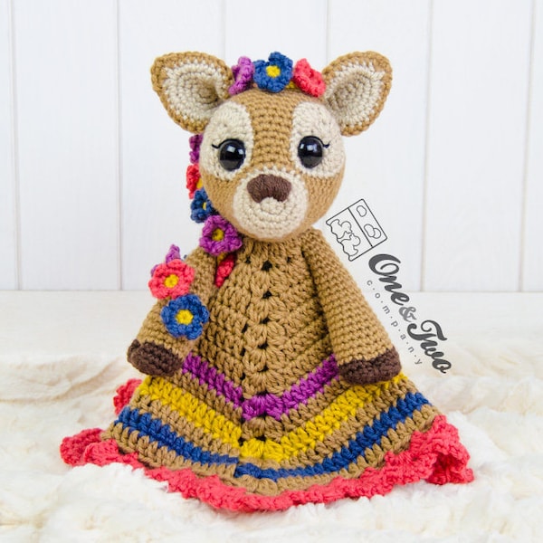 Crochet Pattern -  Fawn PDF Security Blanket - Tutorial Digital Download DIY -  Meadow the Sweet Fawn Lovey  - Dou Dou - Baby Toy