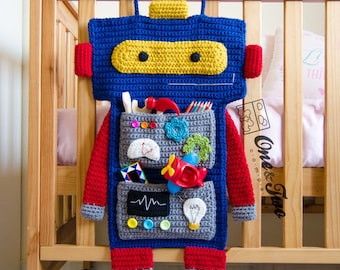 Robot Organizer - PDF Crochet Pattern - Instant Download - Robot Tech Mechanical Useful Organizer