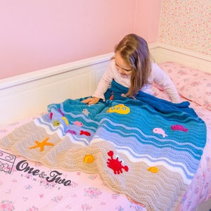 Blanket Crochet Pattern PDF Applique Crochet Blanket Tutorial Digital Download DIY Sealife Blanket Make Your Self Gift Handmade image 5