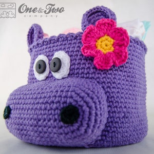Hippo Crochet Basket PDF Crochet Pattern Instant Download Container Home Decor Basket Box animal image 4