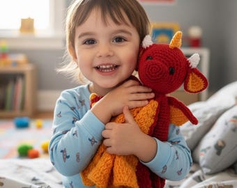 Dragon Lovey Crochet Pattern - Animal Security Blanket Amigurumi · Snuggler Cuddler · Baby Doudou · PDF Tutorial
