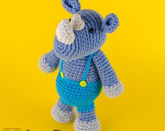 Amigurumi Pattern - Rhino PDF Crochet Pattern - Tutorial Digital Download DIY - Max the Rhino Amigurumi - Plush Animal Toy - Handmade Gift