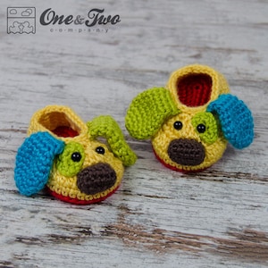 Scrappy the Happy Puppy Slippers - PDF Crochet Pattern - Baby sizes ( 0-3, 3-6, 6-12 months ) - Shoes Baby Newborn Slippers