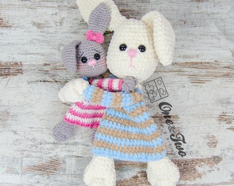 Crochet PATTERN -  Bo the Bunny Cuddler - Dou Dou - Soft Toy - Security Blanket - Crochet Lovey - Plushie Pattern