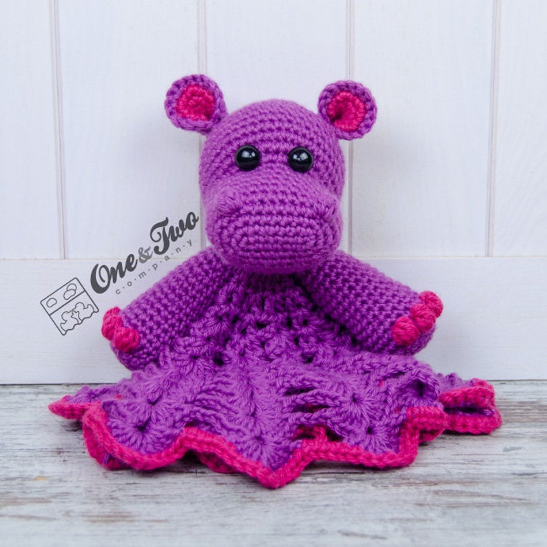 Lovey Crochet Pattern Hippo PDF Security Blanket Tutorial Digital Download DIY Pip the Hippo Lovey Dou Dou Baby Toy Snuggle Toy image 5